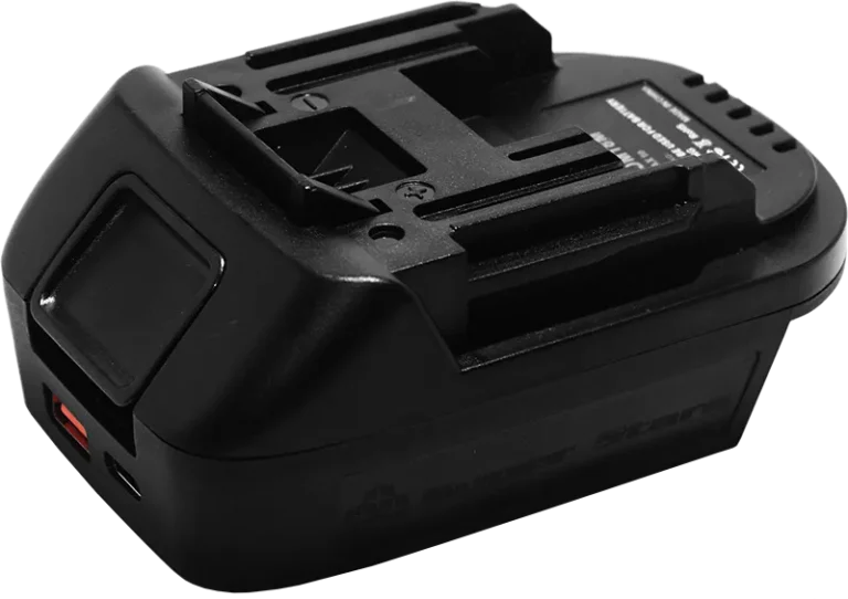 Adapter voor het aansluiten van Milwaukee accu's op vacuümpompen.